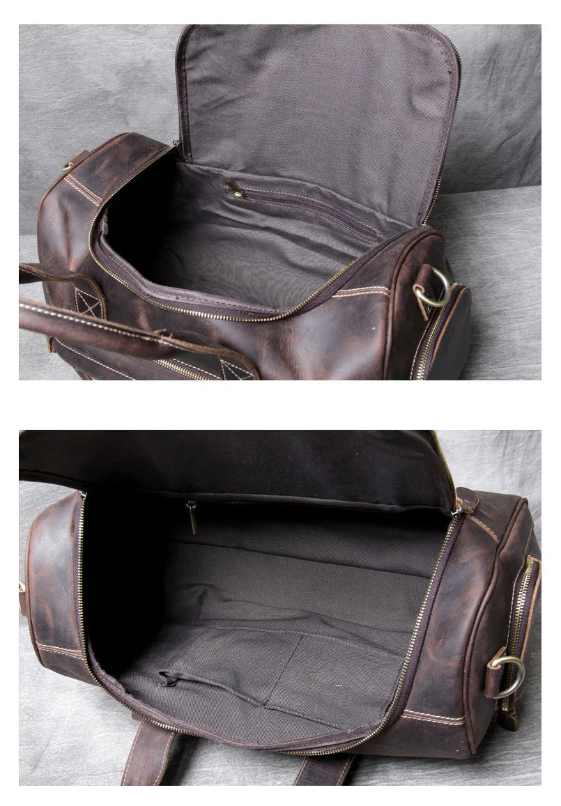 New Men's Leather Travel Bag Premium Genuine Leather Business Backpack - RFID Anti-Theft Outdoor Duffel Bag for Business