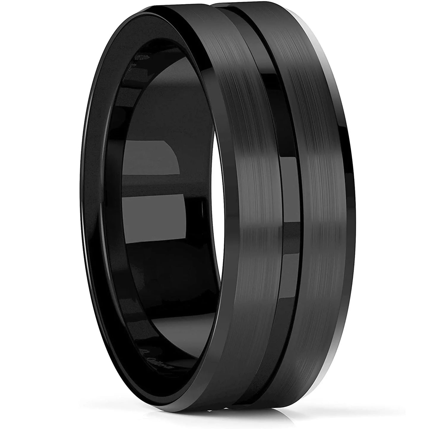 Fashion 8mm Green Color Titanium Stainless Steel Rings for Men Women Black Brushed Men Promise Rings Wedding Party Jewelry Gifts