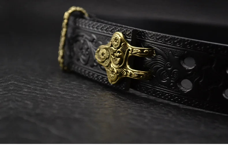 Brass Cavalry Belt cow genuine leather luxury strap male belts for men for Men DIY Waistband Jeans Leather Craft