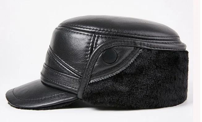 Winter Men's Genuine Leather Hat Thicken Leather Cowhide Baseball Caps With  Warm  Dad's Hats Sombrero De Cuero Del Hombre Super