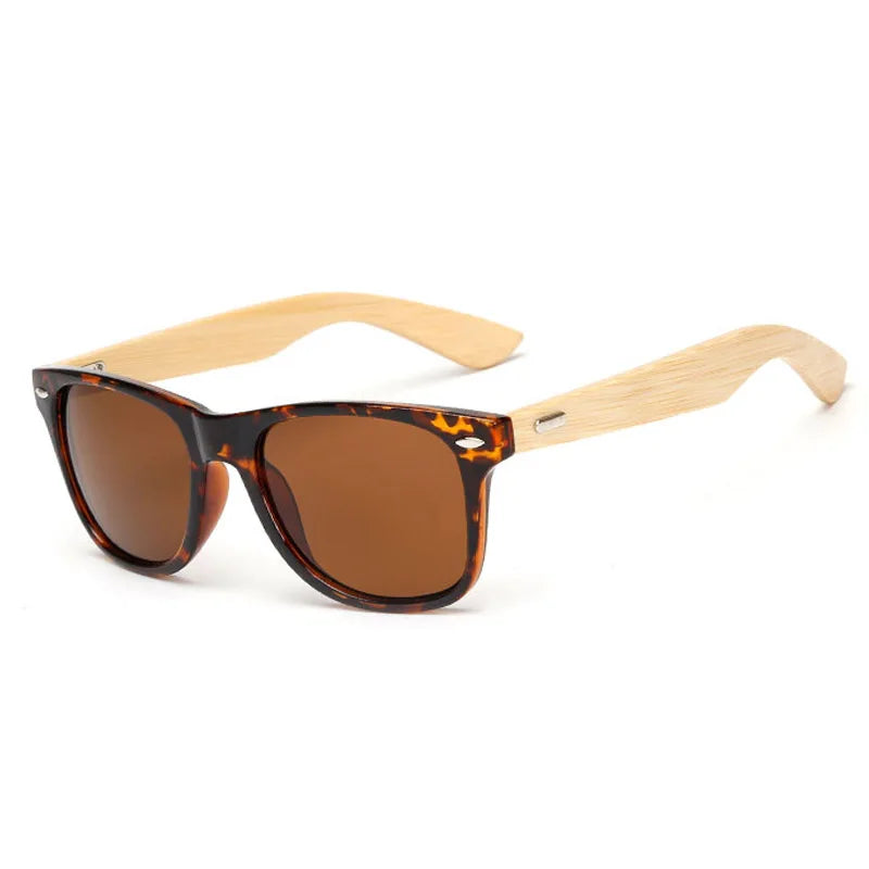 Bamboo Wood Square Sunglasses Brand Design Men Women Coating Mirror Sun Glasses Retro Glasses UV400 Shades Gafas De Sol