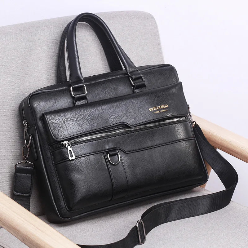 Men's Briefcase Fashion Handbags For Man Sacoche Homme High Quality New Brand PU Leather Shoulder Messenger Bags Office Handbag