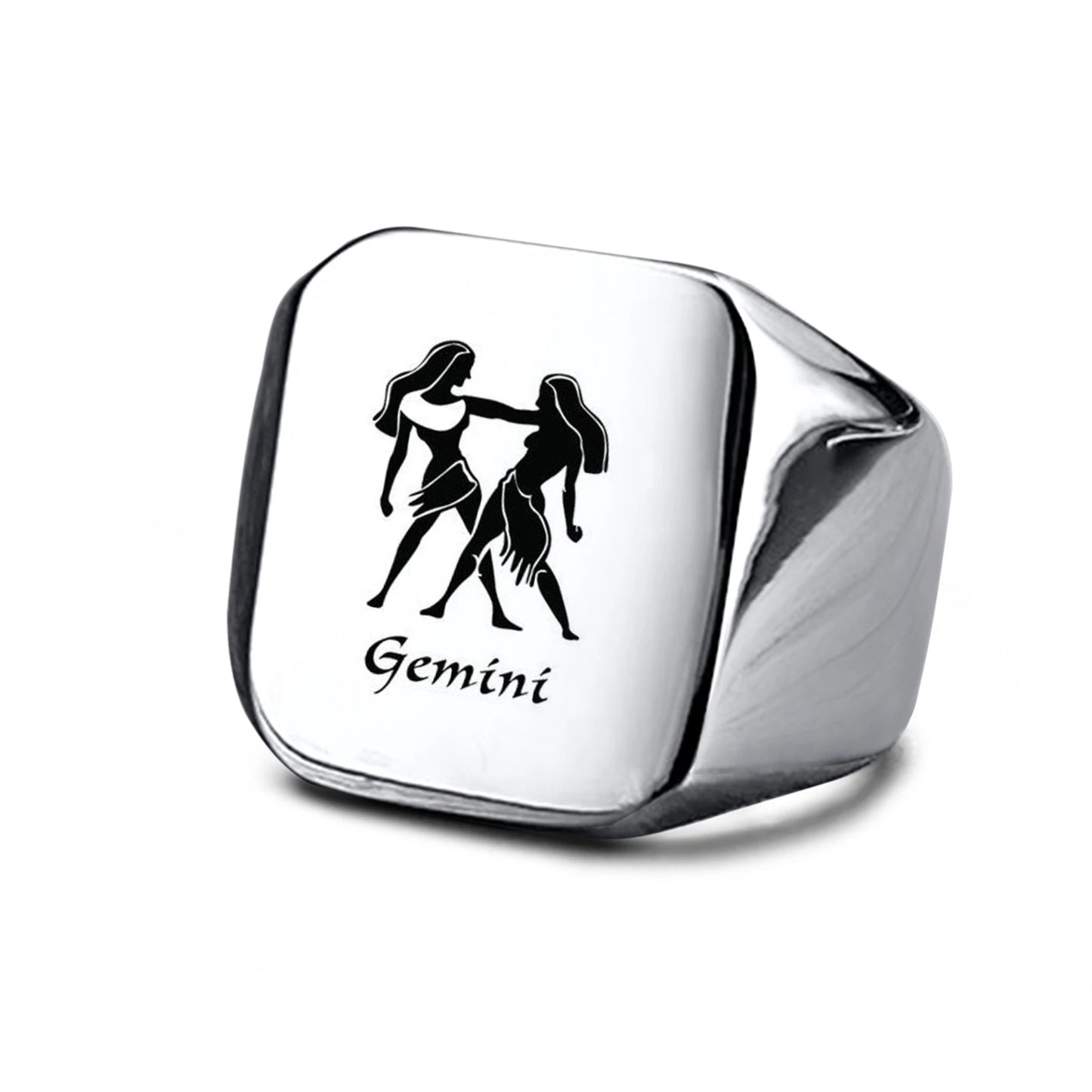 Vnox 18mm Signet Ring For Men Women, The Zodiac 12 Horoscope Constellation Sign Finger Band, Stainless Steel Aries Punk Ring