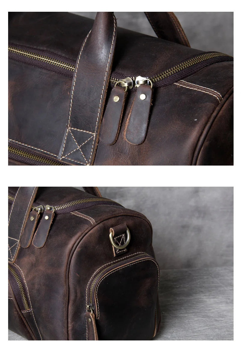 New Men's Leather Travel Bag Premium Genuine Leather Business Backpack - RFID Anti-Theft Outdoor Duffel Bag for Business