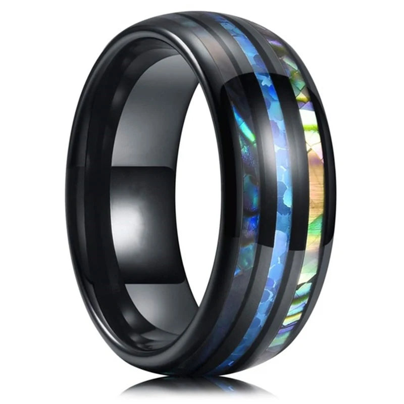 Fashion Viking Tree Of Life Stainless Steel Abalone Shell Rings For Men Odin Norse Viking Rune Rings Retro Amulet Jewelry Gift