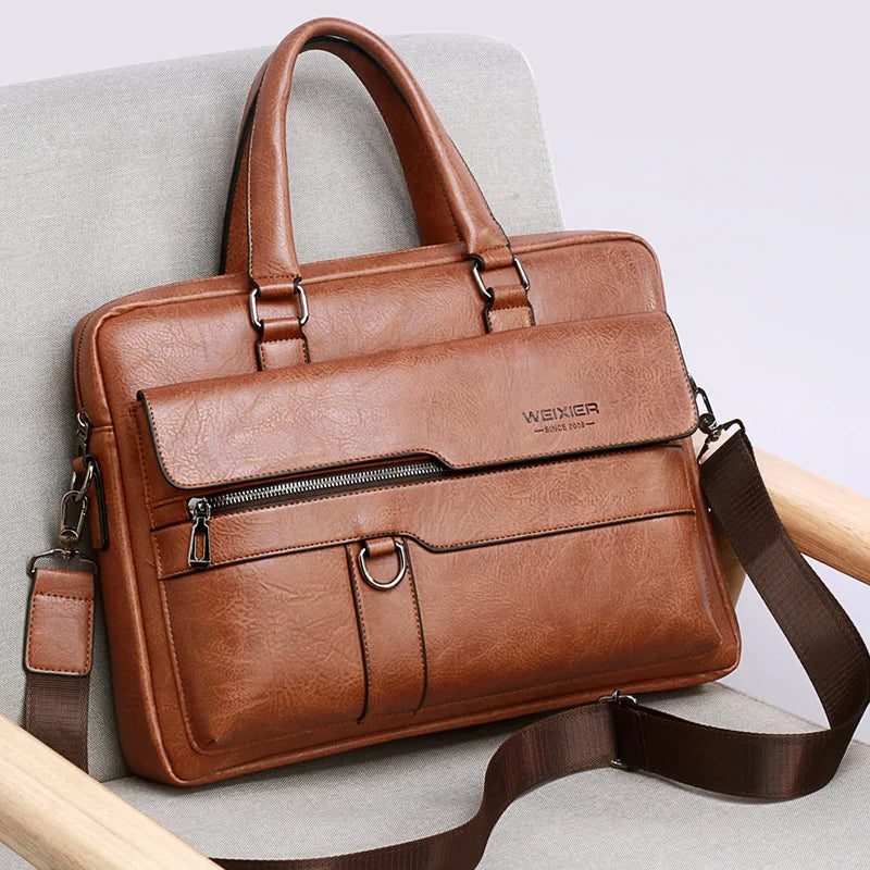 Men's Briefcase Fashion Handbags For Man Sacoche Homme High Quality New Brand PU Leather Shoulder Messenger Bags Office Handbag