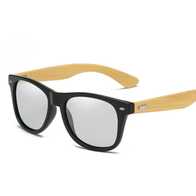 Fashionable Bamboo Wood Sunglasses Men Women Classic Square Vintage Driving Sun Glasses Black Fishing Eyewear UV400 Eyepieces