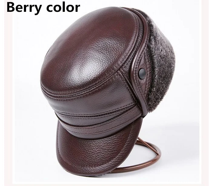 Winter Men's Genuine Leather Hat Thicken Leather Cowhide Baseball Caps With  Warm  Dad's Hats Sombrero De Cuero Del Hombre Super