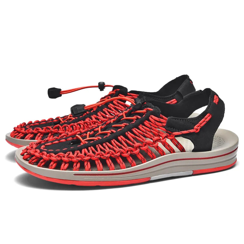 Summer Men Sandals Fashion Handmade Weaving Design Beach Sandals Breathable Casual Flat Sandals Outdoor Couples Sandals Size