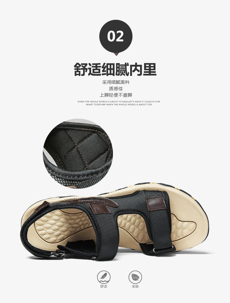 Hot Sale Summer Sandals Mens Big Size 38-47 Outdoor Beach Casual Shoes Fashion Dropshipping Khaki Blue