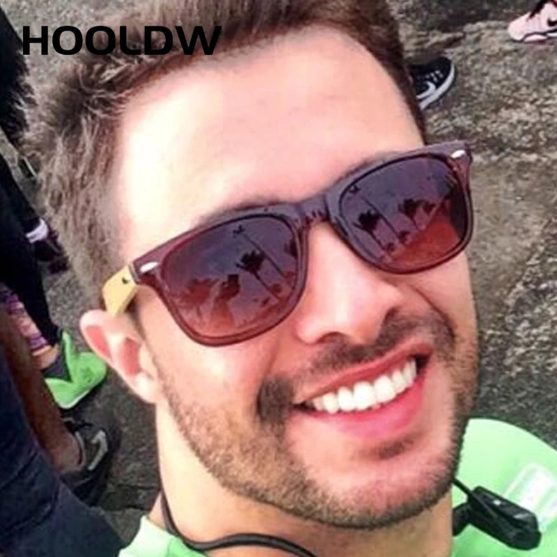HOOLDW Natural Wooden Sunglasses Men Women Classic Bamboo Sun Glasses Original Wood Glasses Travel Oculos de sol masculino
