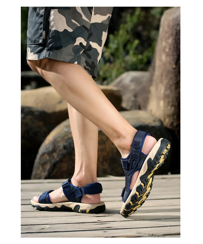 Hot Sale Summer Sandals Mens Big Size 38-47 Outdoor Beach Casual Shoes Fashion Dropshipping Khaki Blue