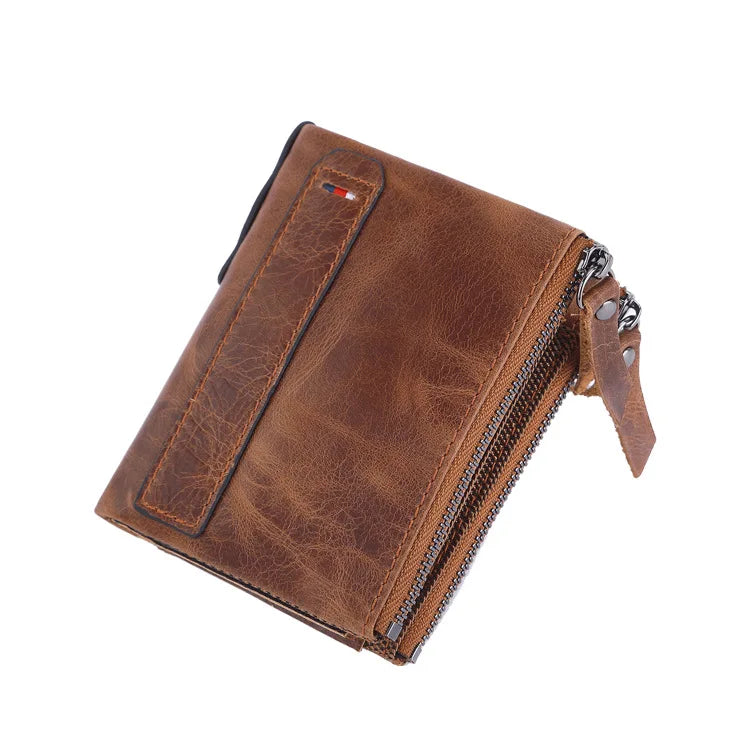 Men Wallets 100% Genuine Cow Leather Short Card Holder Leather Men Purse High Quality Luxury Brand Male Wallet