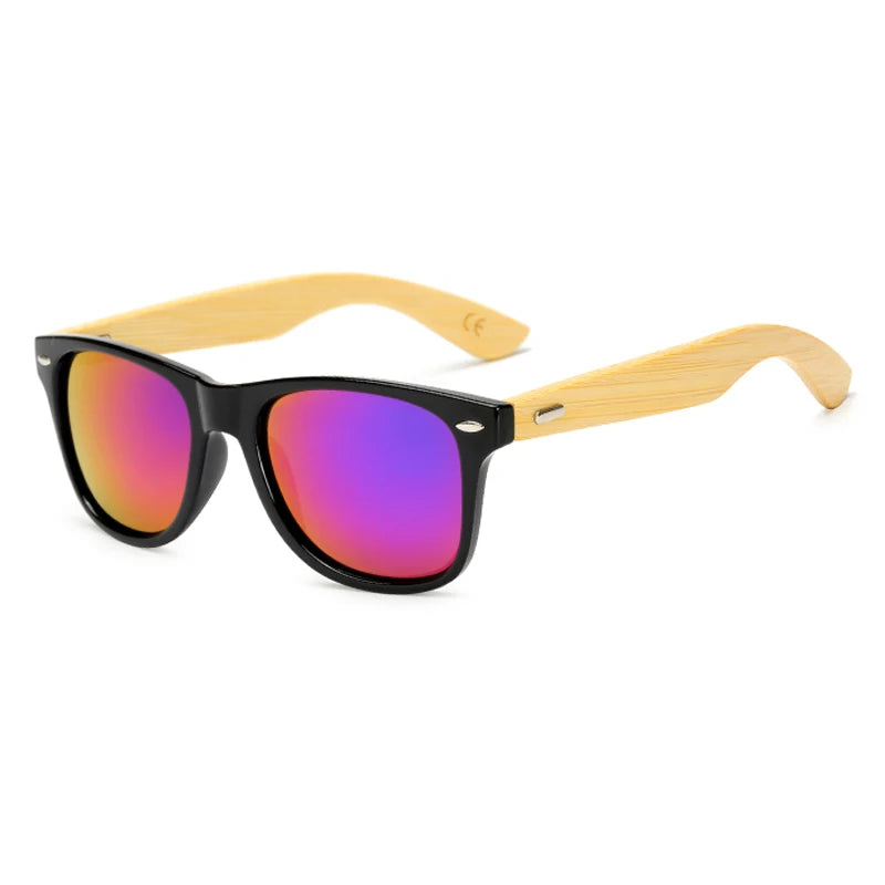 Bamboo Wood Square Sunglasses Brand Design Men Women Coating Mirror Sun Glasses Retro Glasses UV400 Shades Gafas De Sol