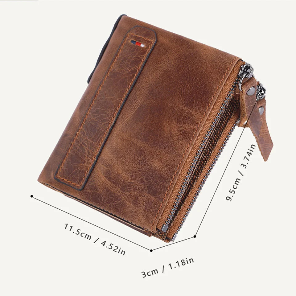 Men Wallets 100% Genuine Cow Leather Short Card Holder Leather Men Purse High Quality Luxury Brand Male Wallet