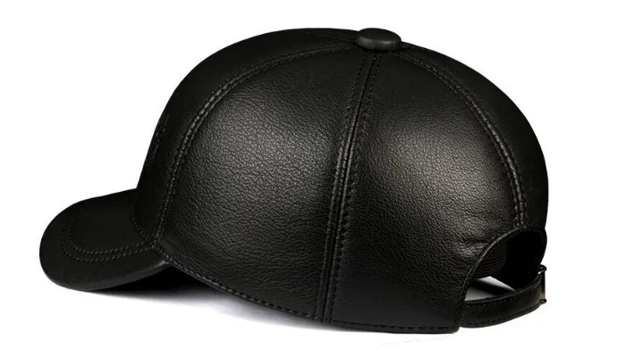 New 2025 Spring/Winter Man Genuine Leather Baseball Caps Male Casual Cowhide Belt Ear Warm 56-60 Adjustable Sprot Flight Hats