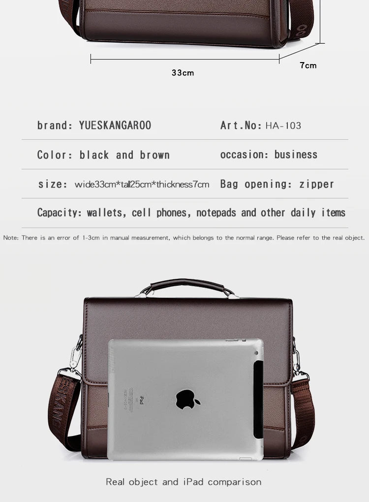 Male Handbags Pu Leather Men's Tote Briefcase Business Shoulder Bag for Men 2025 Brand Laptop Bags Man Organizer for Documents