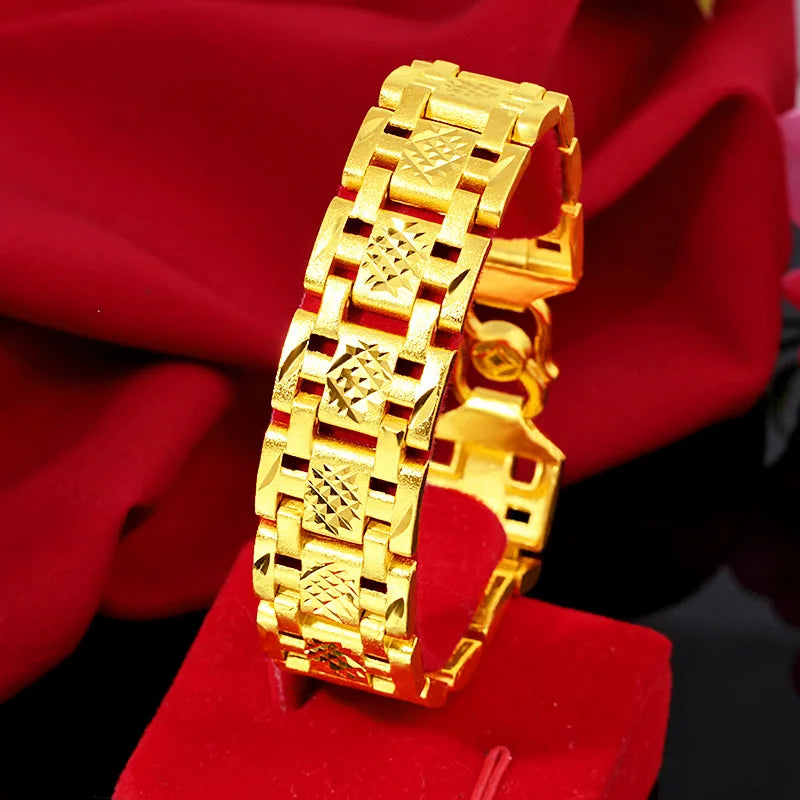 18K Gold Filled Forever Not Fade Bracelet Jewelry for Men Fine Pulseras Ley Mujer Pulseira Feminina Bizuteria Gemstone Bracelet