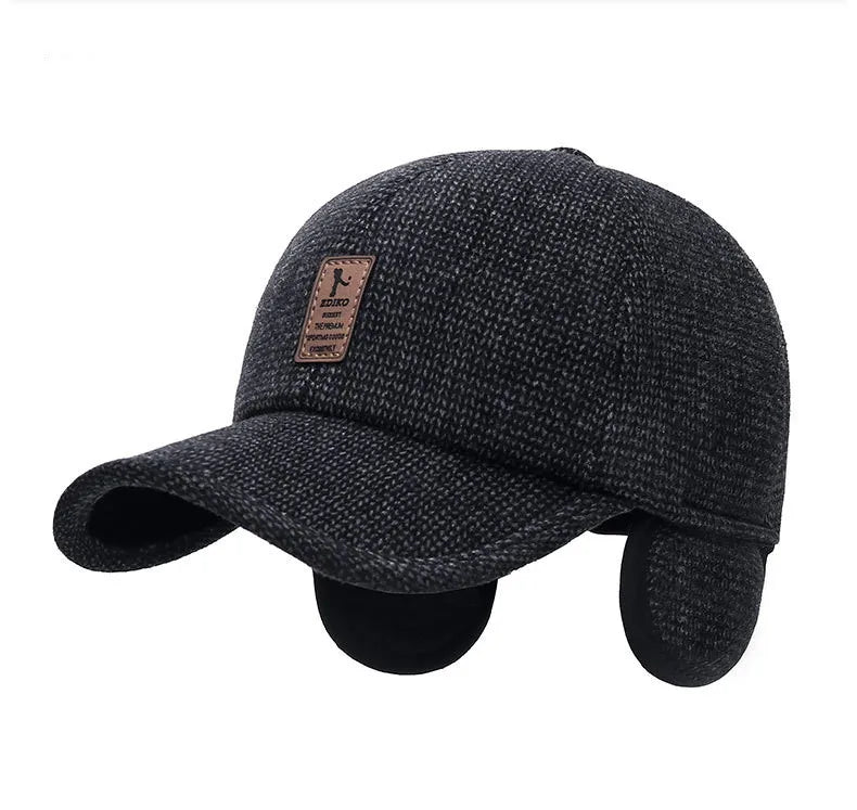 New Men Warm Thick Baseball Caps Male Autumn Winter Sport Visors Snapback Earflaps Dad Cap Hat For Men