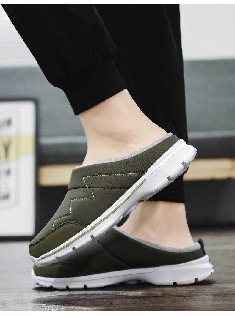 Men Slippers Winter Warm Plush Home Indoor Couple Slippers WaterProof Soft Comfort Winter Shoes Men Footwear Large Size 36-46