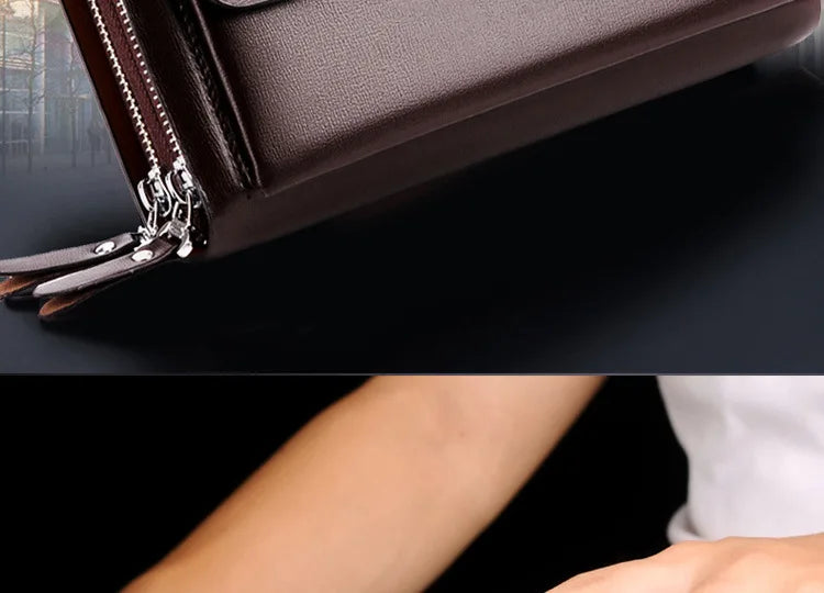 Men's Wallet Long Male Purse Vintage PU Leather Man Clutch Money Bag Wristlets Walets for Men 2025 Caibu Coin Card Holder Murse