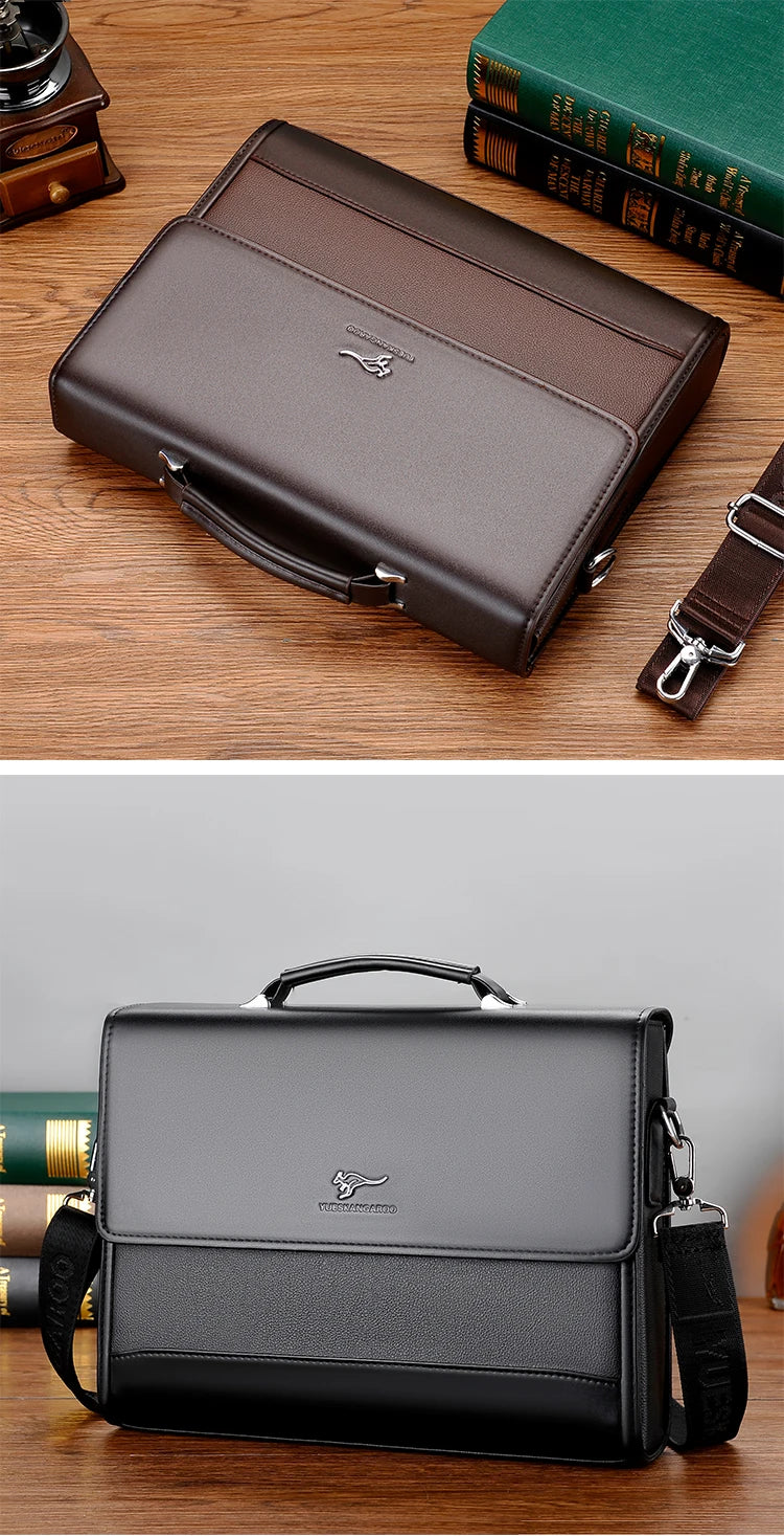 Male Handbags Pu Leather Men's Tote Briefcase Business Shoulder Bag for Men 2025 Brand Laptop Bags Man Organizer for Documents