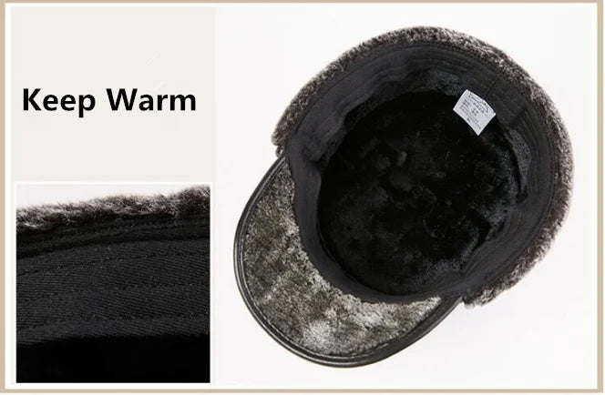 Winter Men's Genuine Leather Hat Thicken Leather Cowhide Baseball Caps With  Warm  Dad's Hats Sombrero De Cuero Del Hombre Super