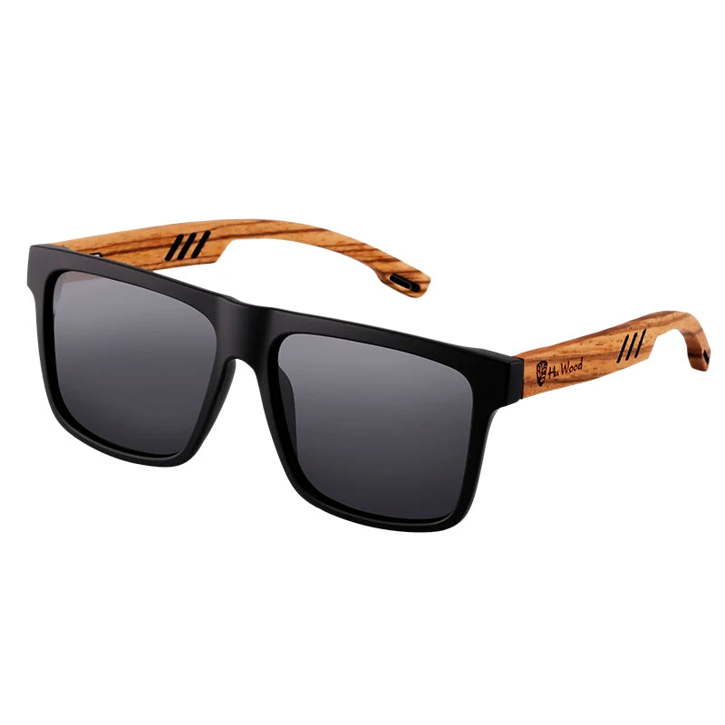 HU WOOD New High Quality Square Sunglasses For Men Polarized UV400 Fashion Sunglass Mirror Sport sun glasses Driving oculos