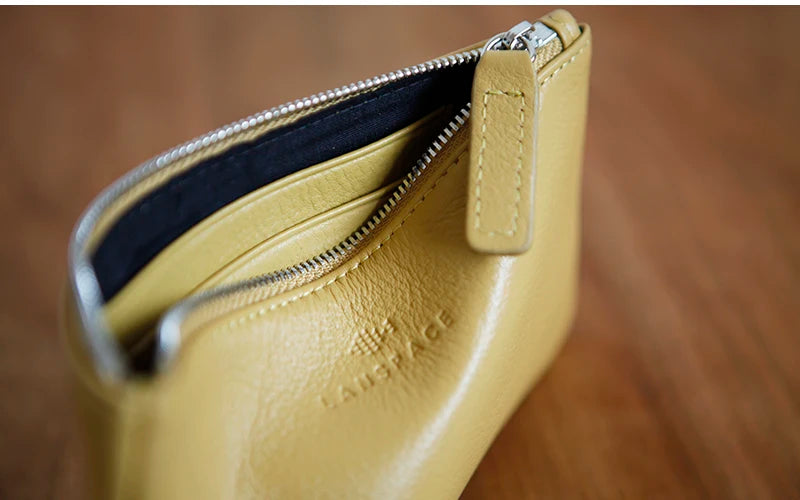 LANSPACE men's leather wallet brand thin purse fashion designer coin purses holders