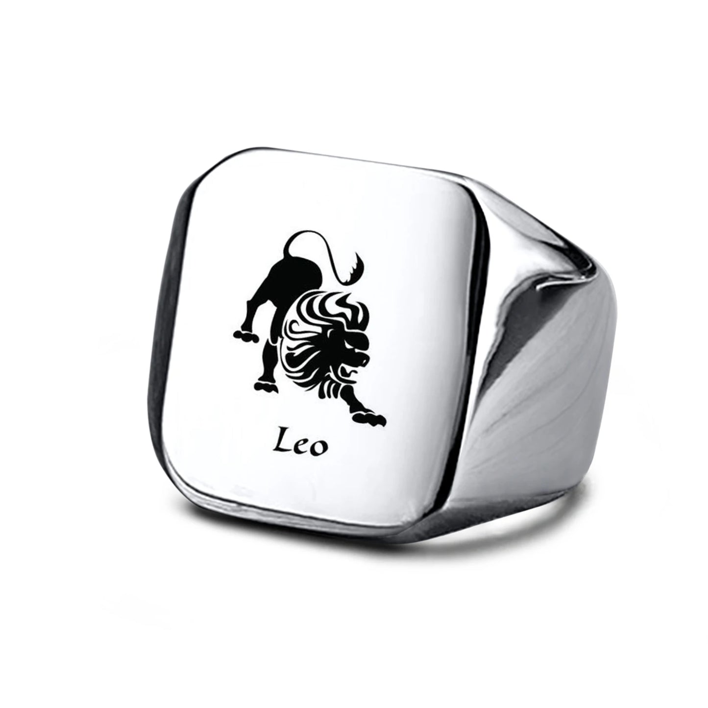 Vnox 18mm Signet Ring For Men Women, The Zodiac 12 Horoscope Constellation Sign Finger Band, Stainless Steel Aries Punk Ring