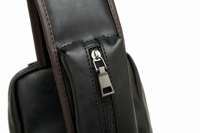 Leather Crossbody Bags for Men Messenger Chest Bag 2025 New Fashion Casual Bag Waterproof PU Single Shoulder Bags Vintage Luxury