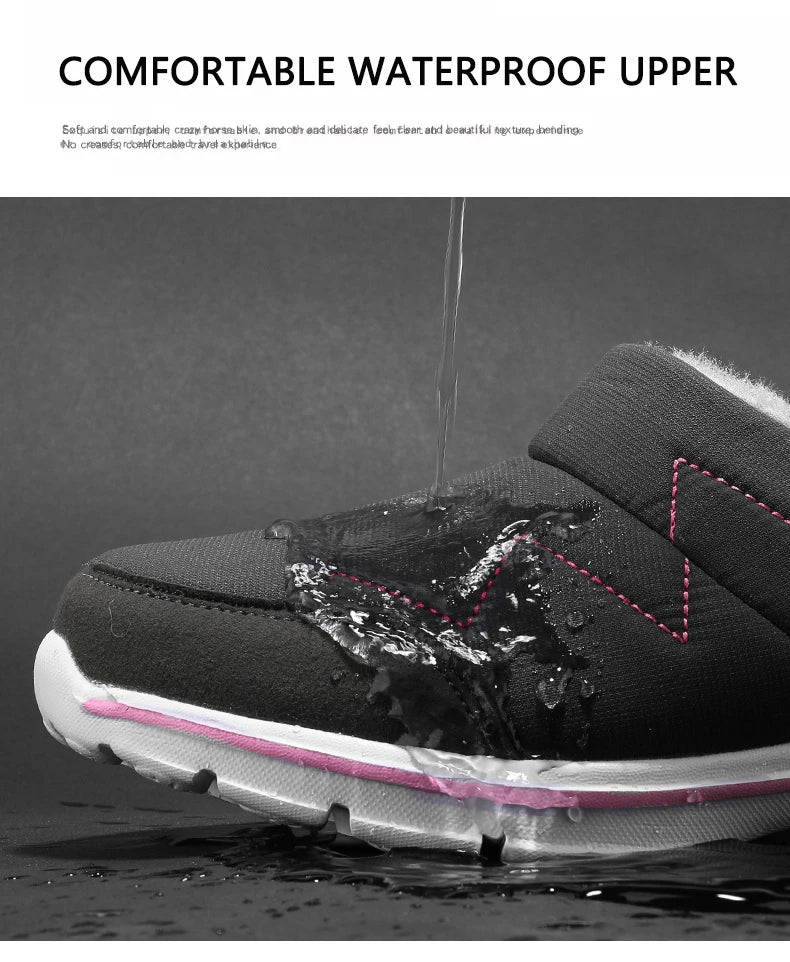 Men Slippers Winter Warm Plush Home Indoor Couple Slippers WaterProof Soft Comfort Winter Shoes Men Footwear Large Size 36-46