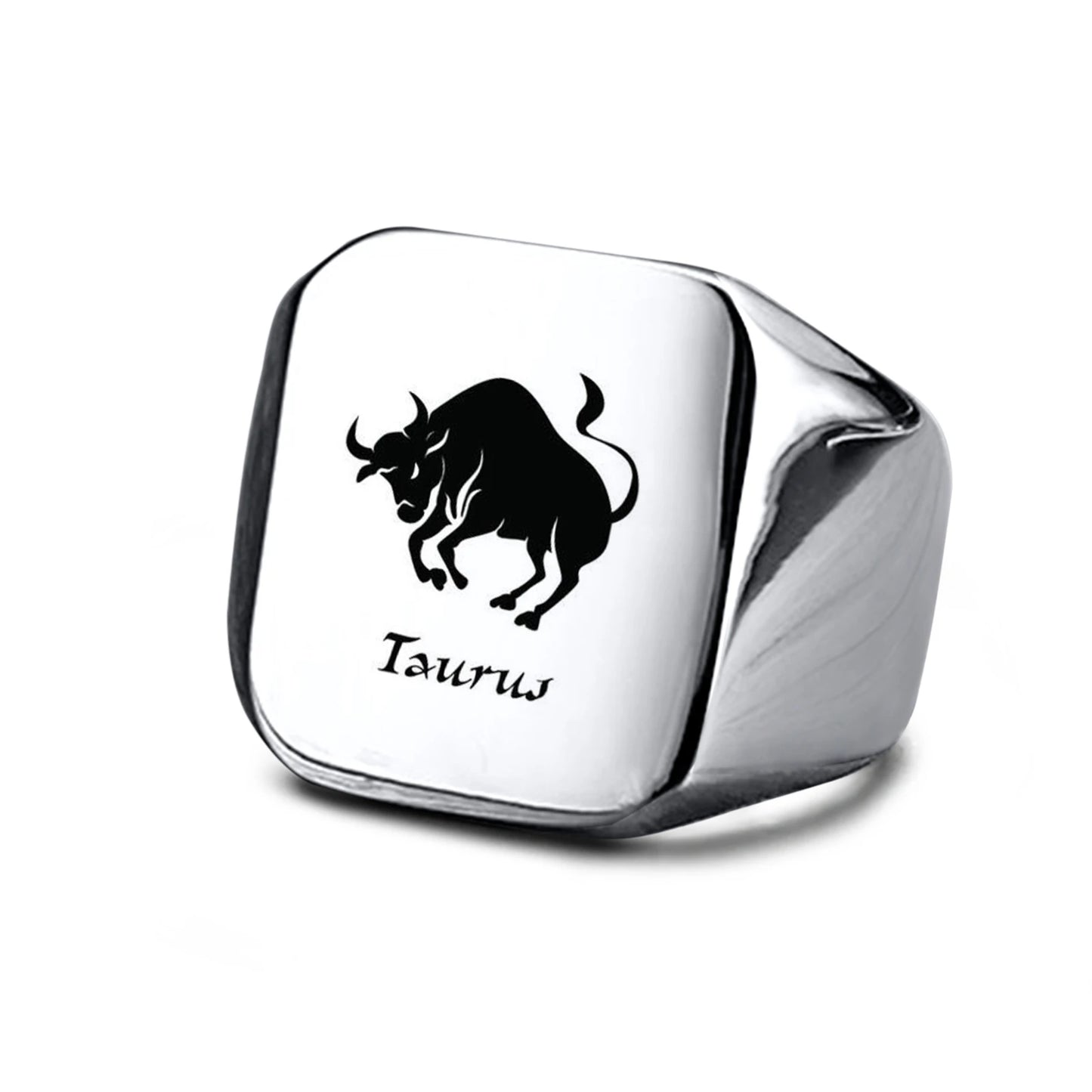 Vnox 18mm Signet Ring For Men Women, The Zodiac 12 Horoscope Constellation Sign Finger Band, Stainless Steel Aries Punk Ring