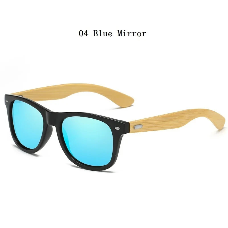 Fashionable Bamboo Wood Sunglasses Men Women Classic Square Vintage Driving Sun Glasses Black Fishing Eyewear UV400 Eyepieces