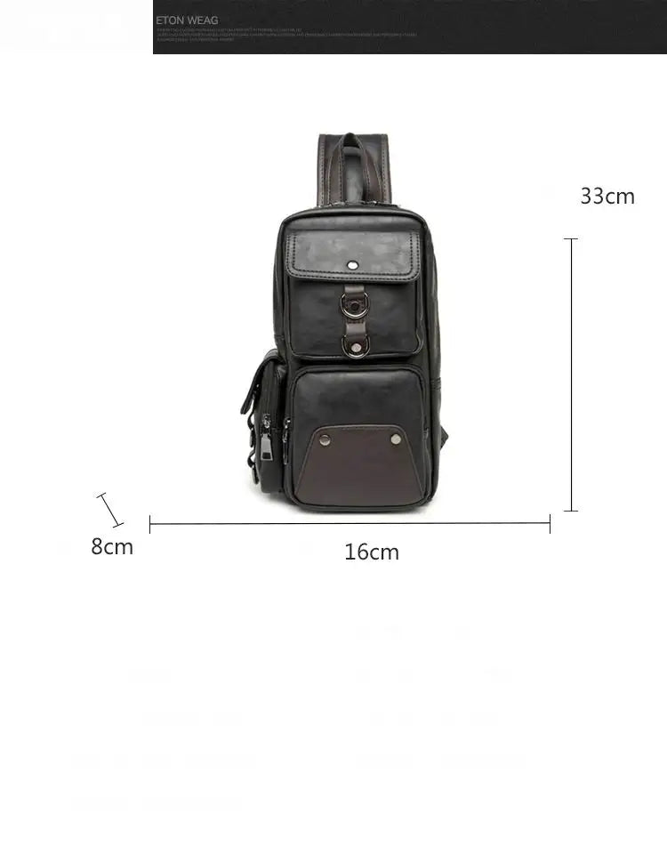 Leather Crossbody Bags for Men Messenger Chest Bag 2025 New Fashion Casual Bag Waterproof PU Single Shoulder Bags Vintage Luxury