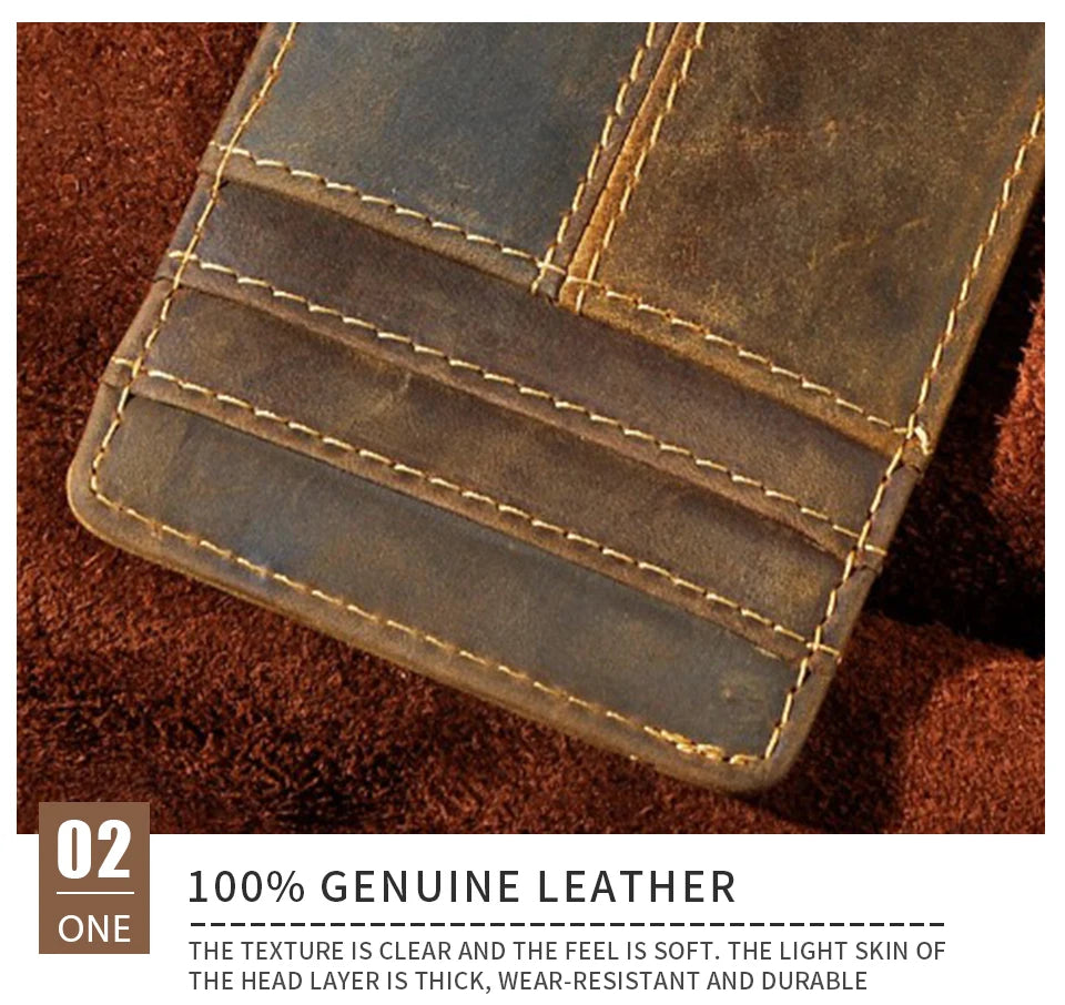 Leather Magnetic Money Clip Men Father's Day Gift Wallet Card Photo Holder Design Handy Front Pocket Wallet Mini Purse Male 1017