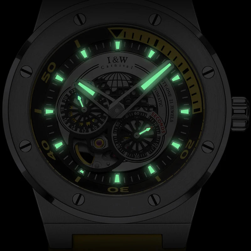 Relogio Masculino Luxury Brand I&W 2022 New Bumblebee Series Watch for Men Japan Movement Sapphire 5bar Skeleton Automatic Watch