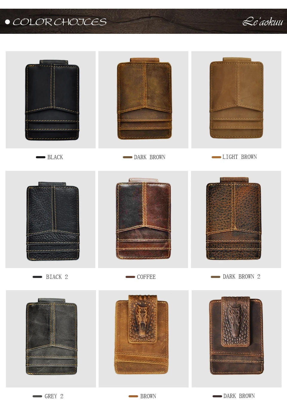 Leather Magnetic Money Clip Men Father's Day Gift Wallet Card Photo Holder Design Handy Front Pocket Wallet Mini Purse Male 1017