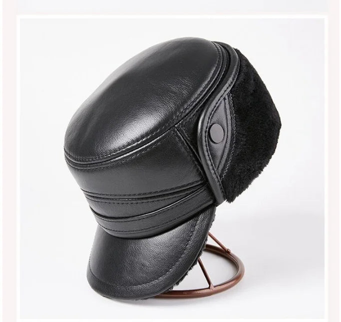 Winter Men's Genuine Leather Hat Thicken Leather Cowhide Baseball Caps With  Warm  Dad's Hats Sombrero De Cuero Del Hombre Super