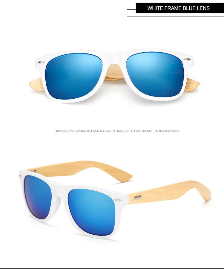 Bamboo Wood Square Sunglasses Brand Design Men Women Coating Mirror Sun Glasses Retro Glasses UV400 Shades Gafas De Sol