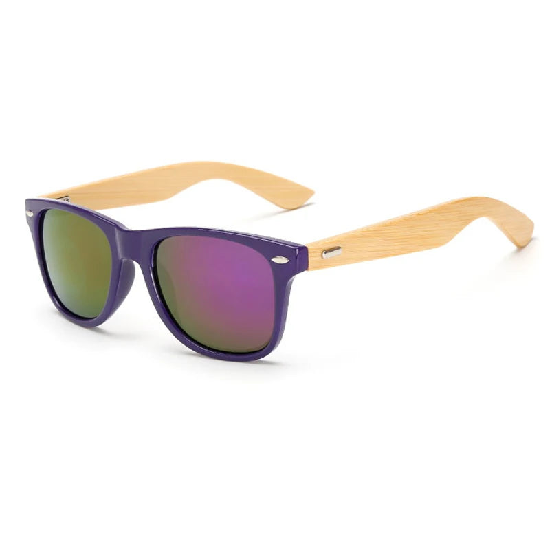 Bamboo Wood Square Sunglasses Brand Design Men Women Coating Mirror Sun Glasses Retro Glasses UV400 Shades Gafas De Sol