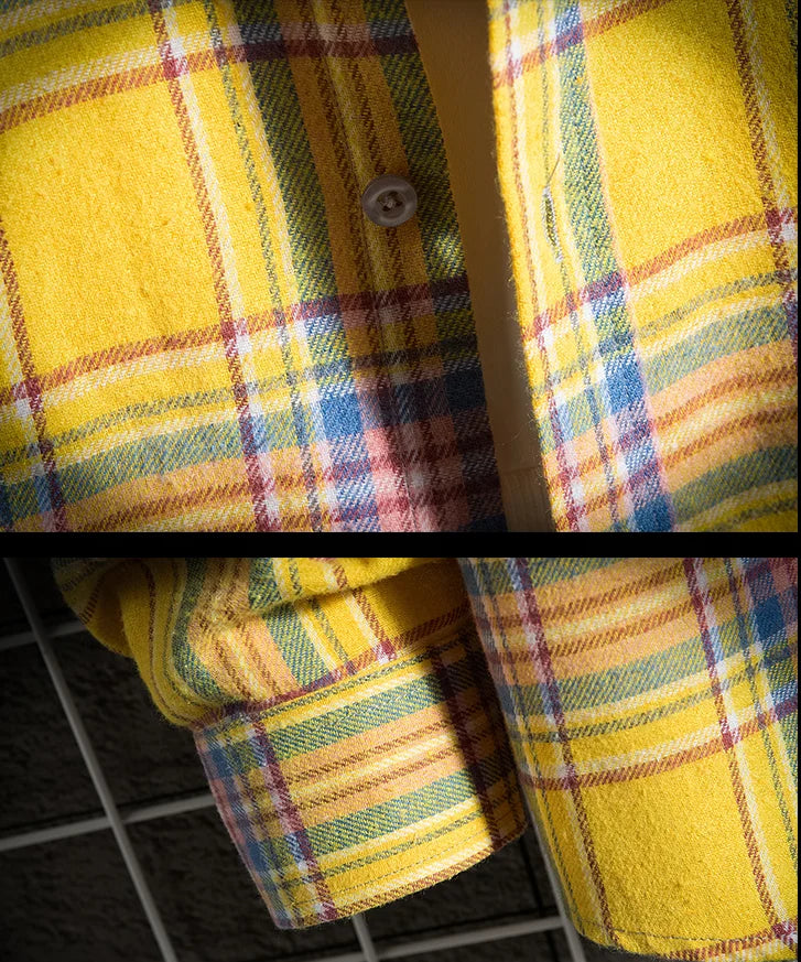 Men's Clothing Fashion Cotton Shirts Single Pocket Long Sleeve Youthful Soft Casual Plaid Checkered Top Male Shirts  for men