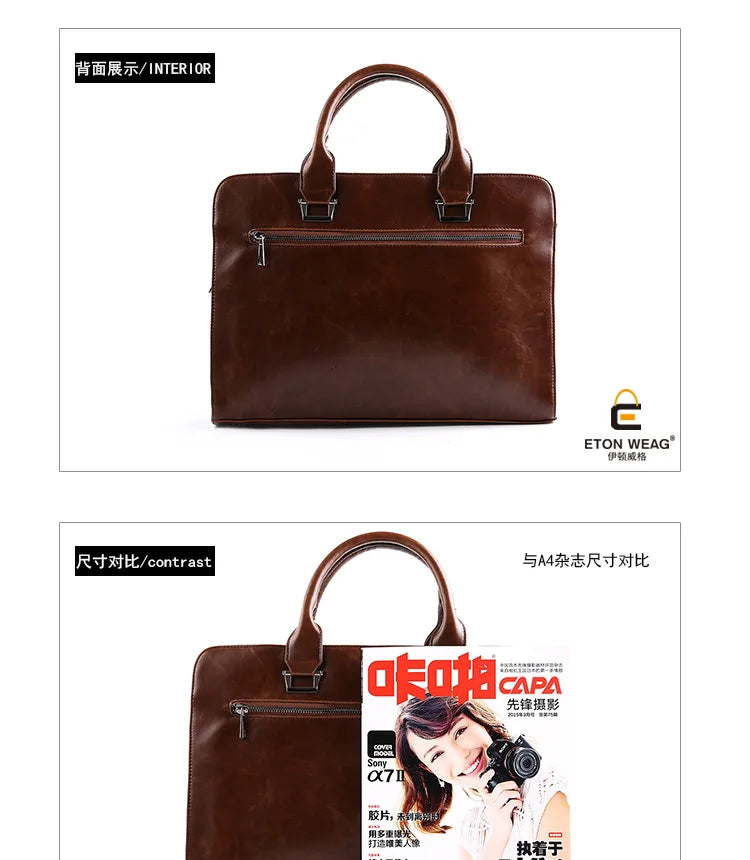 Laptop Briefcases for Men Bags Business Messenger Bag Vintage Crazy Horse Artificial Leather Handbag Casual Shoulder Bags Man