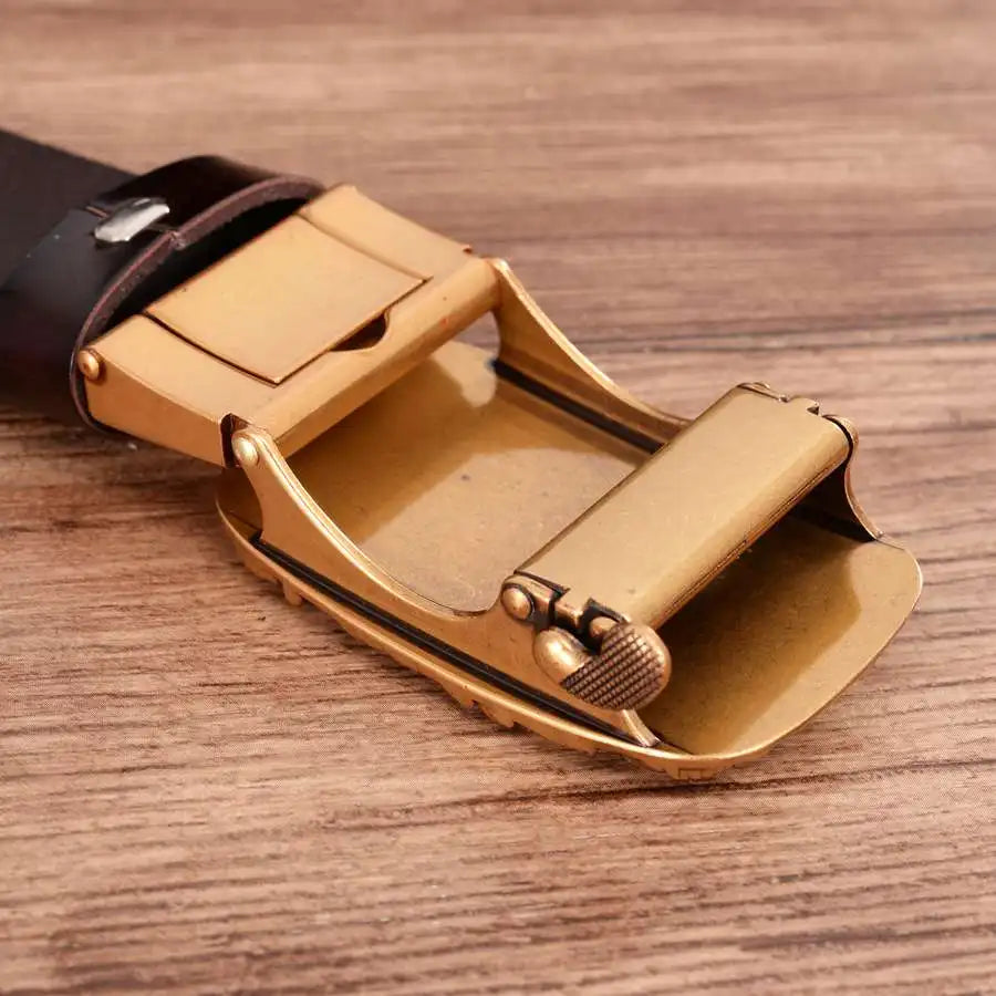 Men's Leather Belts Belts for Men Genuine Leather Ratchet Belt Automatic Buckle Wide:35mm Men Automatic Buckle Belt