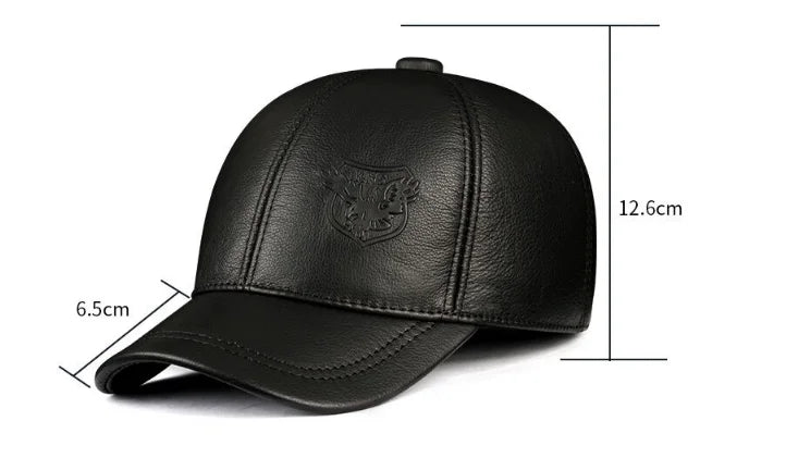 New 2025 Spring/Winter Man Genuine Leather Baseball Caps Male Casual Cowhide Belt Ear Warm 56-60 Adjustable Sprot Flight Hats