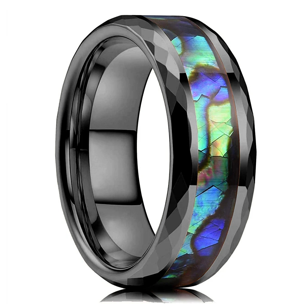 Fashion Viking Tree Of Life Stainless Steel Abalone Shell Rings For Men Odin Norse Viking Rune Rings Retro Amulet Jewelry Gift