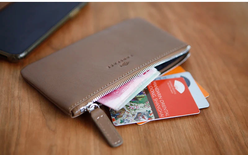 LANSPACE men's leather wallet brand thin purse fashion designer coin purses holders