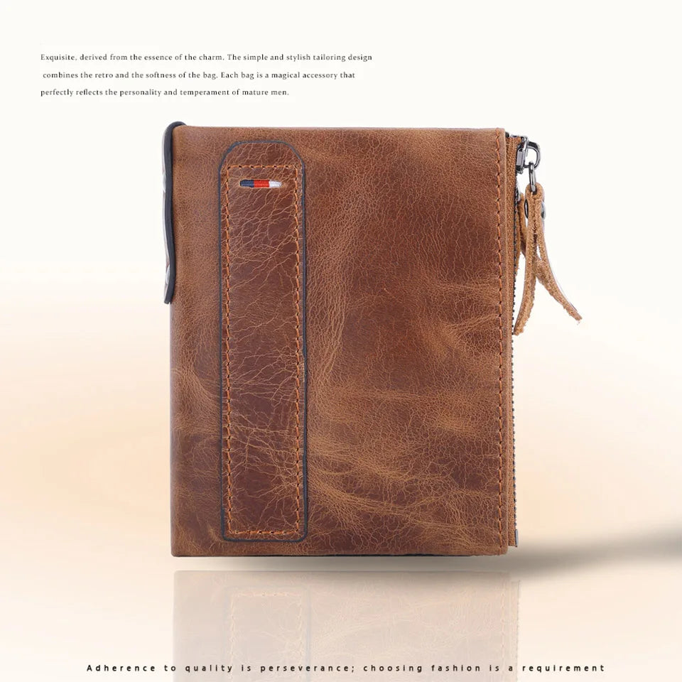 Men Wallets 100% Genuine Cow Leather Short Card Holder Leather Men Purse High Quality Luxury Brand Male Wallet