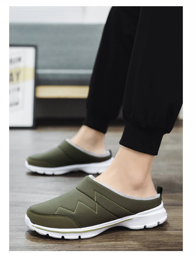 Men Slippers Winter Warm Plush Home Indoor Couple Slippers WaterProof Soft Comfort Winter Shoes Men Footwear Large Size 36-46