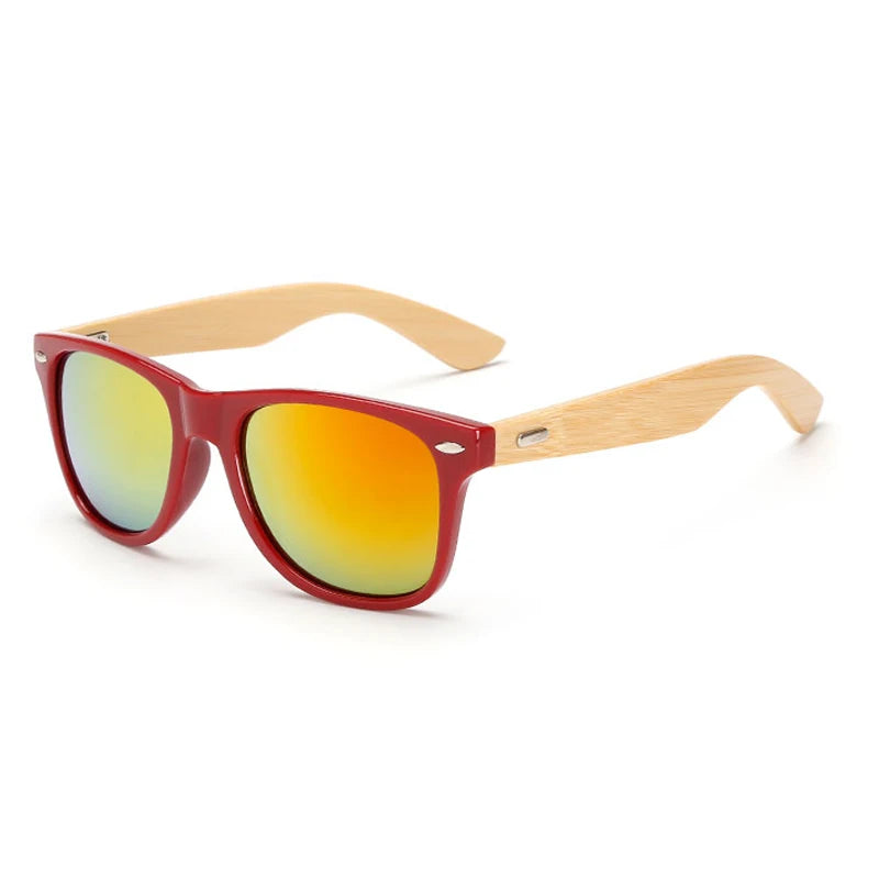 Bamboo Wood Square Sunglasses Brand Design Men Women Coating Mirror Sun Glasses Retro Glasses UV400 Shades Gafas De Sol